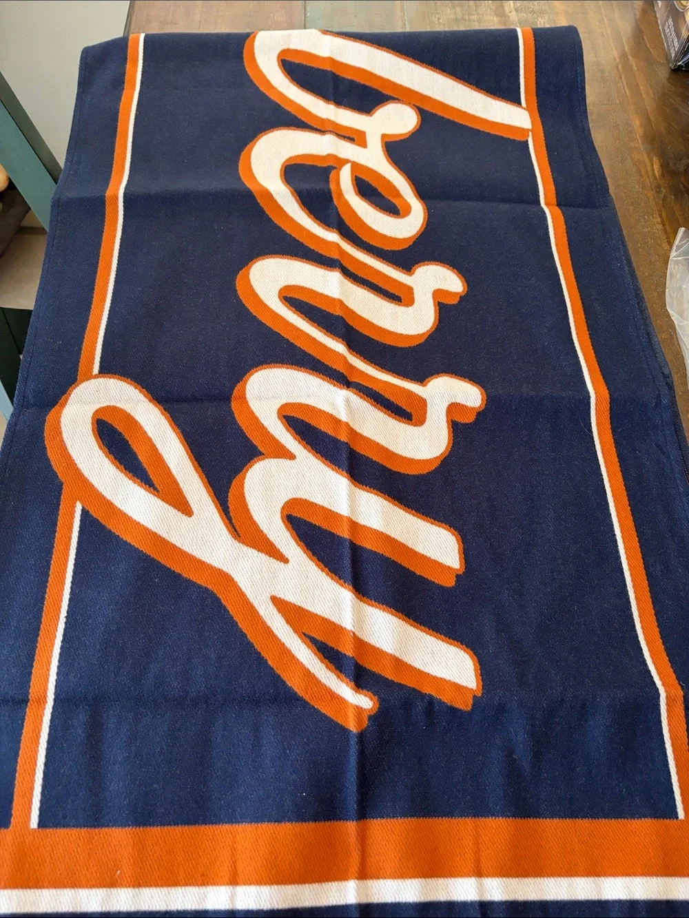 NWOT Burberry Script Football scarf size 166x50